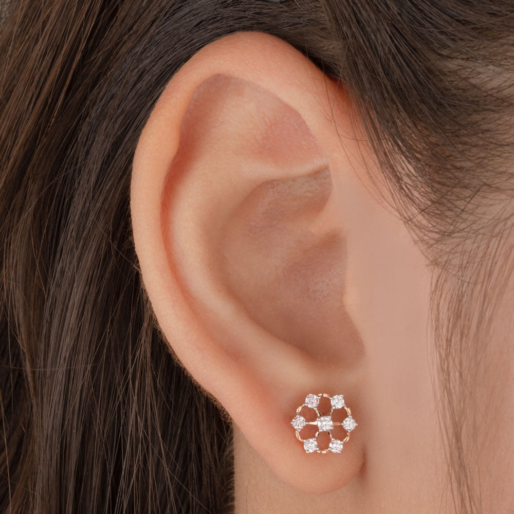 14K Rose Gold Diamond Earrings - 0.33ct SI-GH