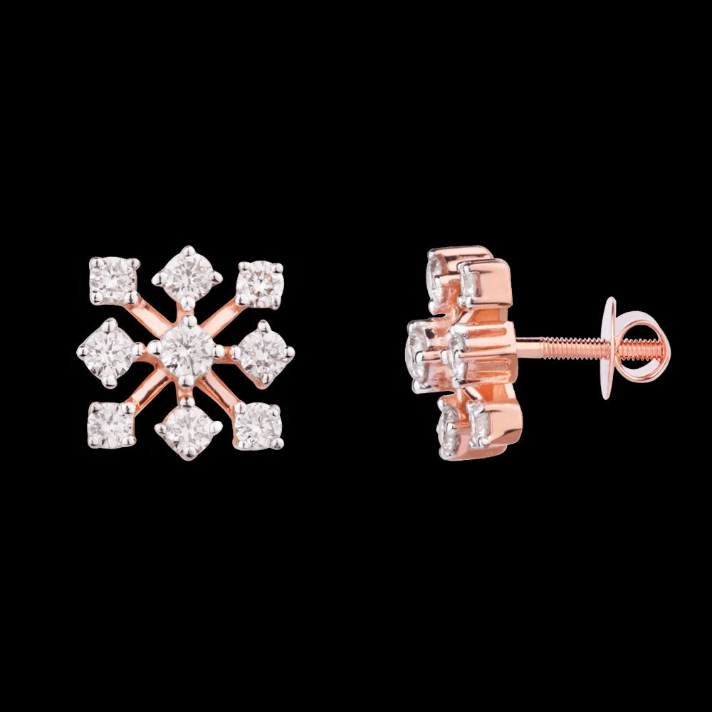 18K Rose Gold Diamond Earrings - 0.372ct VS-SI-GH