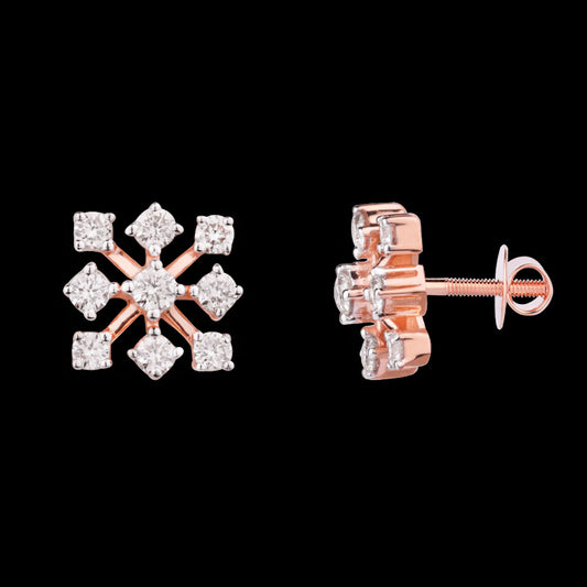 18K Rose Gold Diamond Earrings - 0.372ct VS-SI-GH