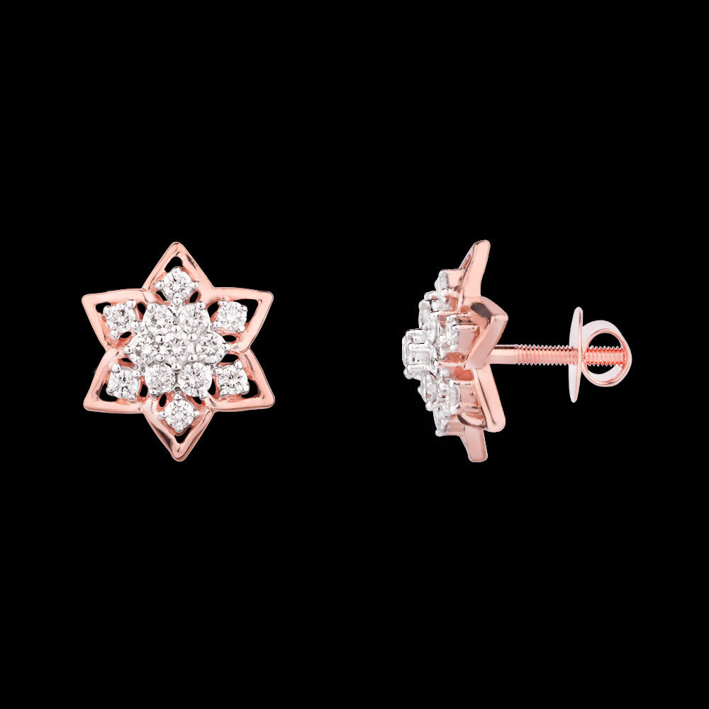 18K Rose Gold Diamond Earrings - 0.4ct VS-FG