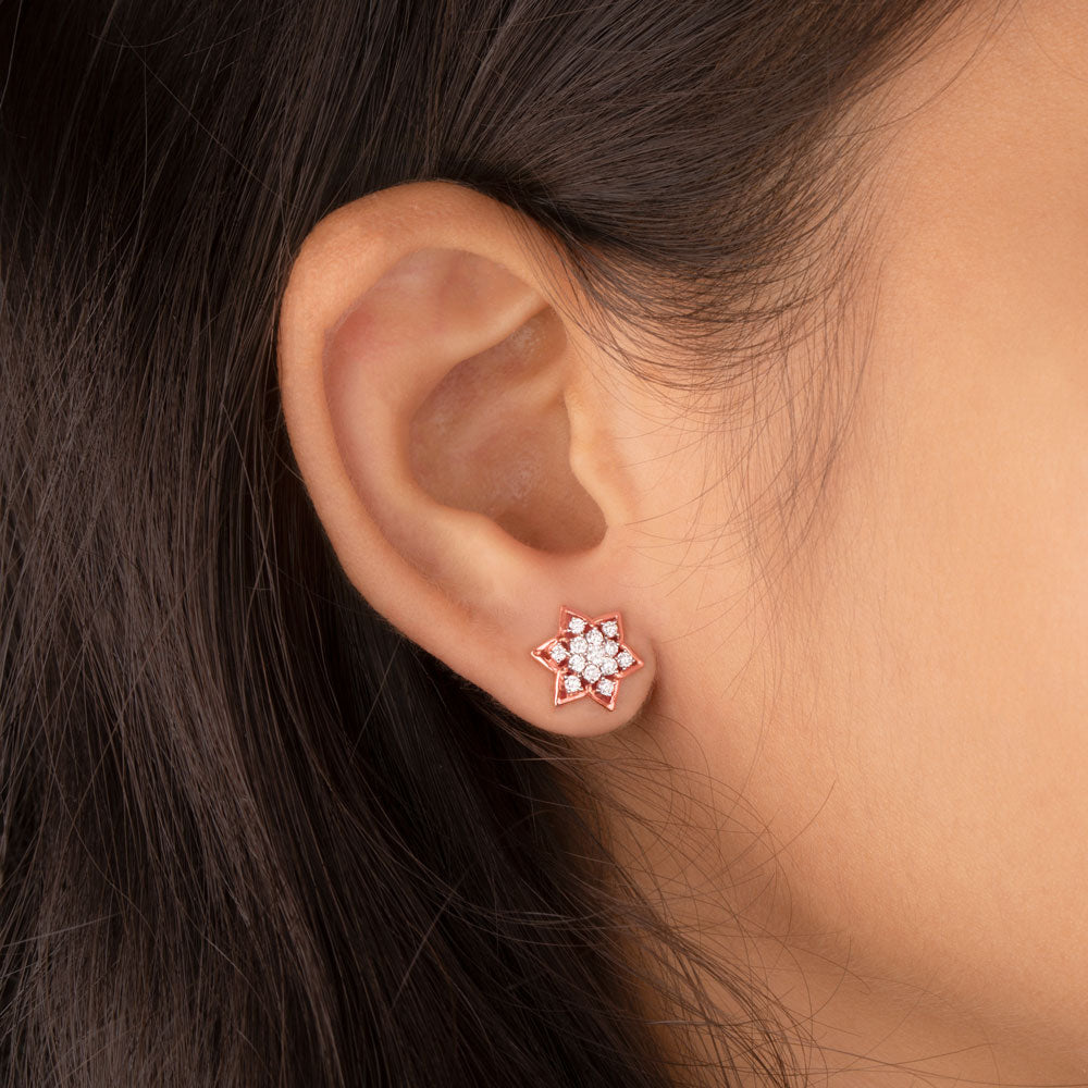 18K Rose Gold Diamond Earrings - 0.4ct VS-FG