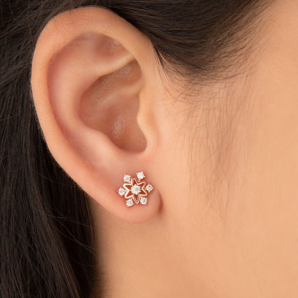 14K Rose Gold Diamond Earrings - 0.3ct SI-GH