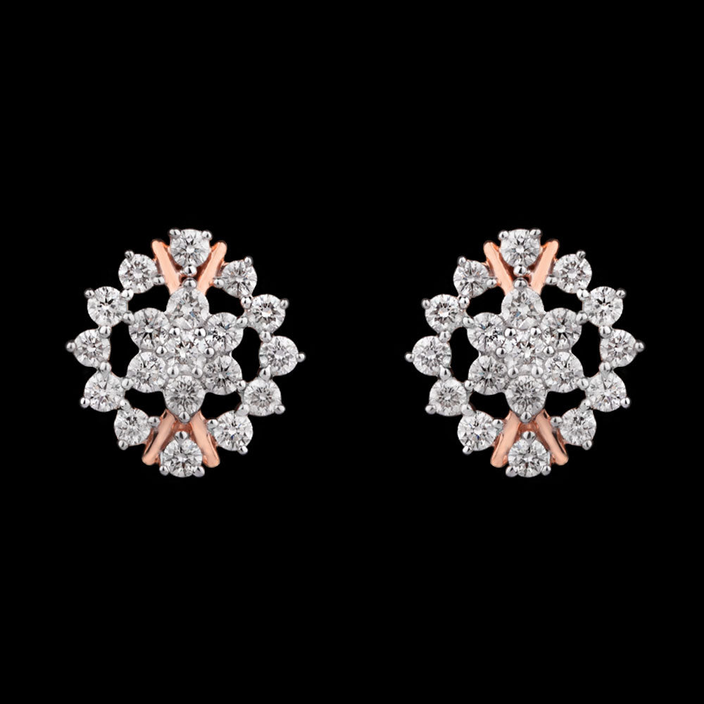 14K Two Tone Gold Diamond Earrings - 0.61ct SI-GH