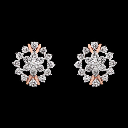 14K Two Tone Gold Diamond Earrings - 0.61ct SI-GH