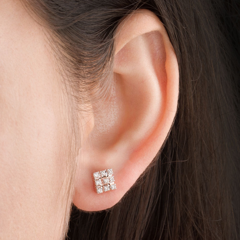 18K Rose Gold Diamond Earrings - 0.322ct VVS-VS-GH