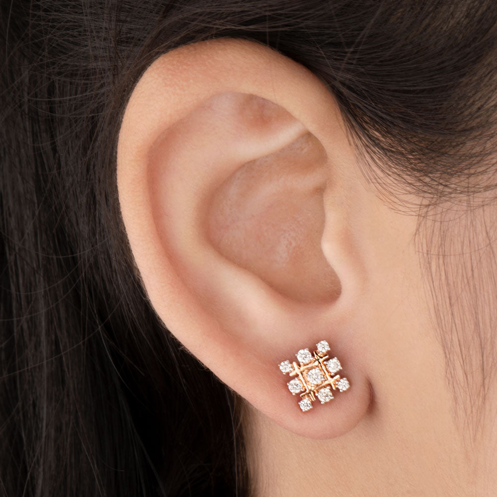 14K Rose Gold Diamond Earrings - 0.35ct SI-IJ