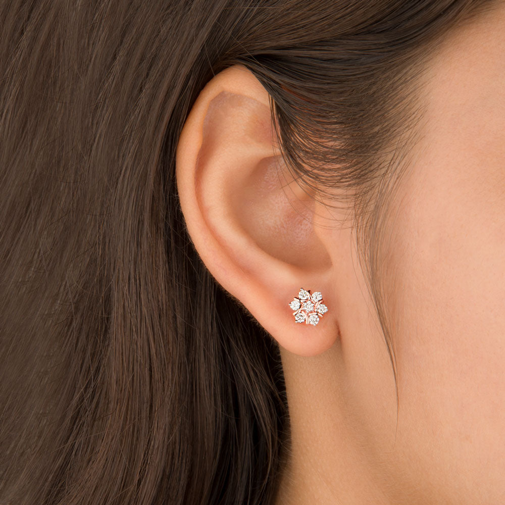 14K Rose Gold Diamond Earrings - 0.49ct VVS-VS-IJ