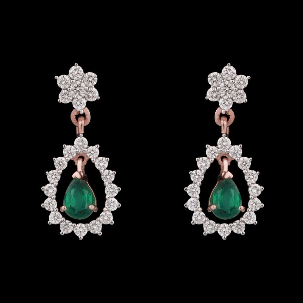 14K Rose Gold Diamond Earrings - 0.44ct VS-GH with Colour Stones
