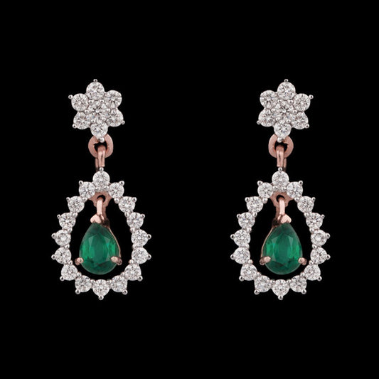 14K Rose Gold Diamond Earrings - 0.44ct VS-GH with Colour Stones