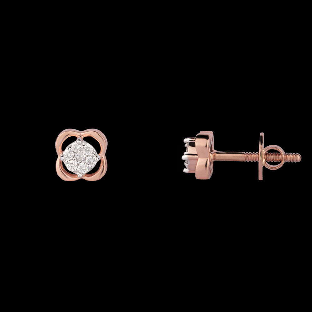 14K Rose Gold Diamond Earrings - 0.13ct SI-GH