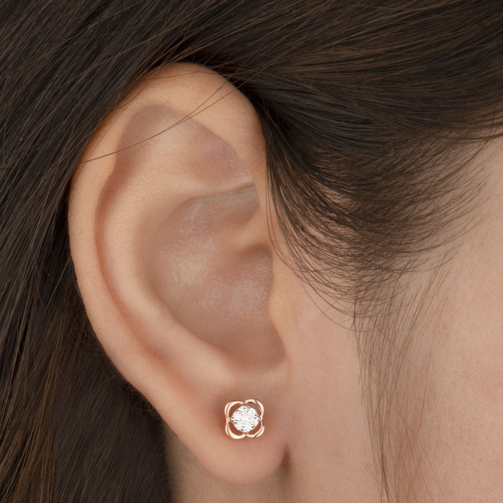 14K Rose Gold Diamond Earrings - 0.13ct SI-GH