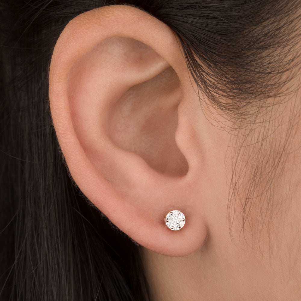 14K Rose Gold Diamond Earrings - 0.17ct SI-GH