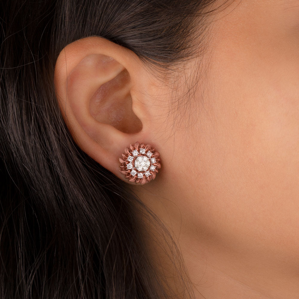 14K Rose Gold Diamond Earrings - 1ct VVS-VS-GH
