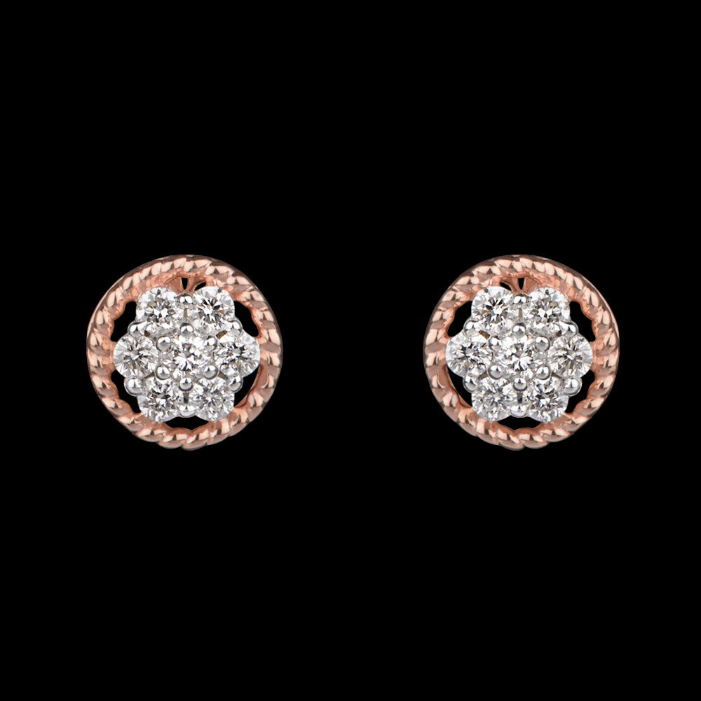 14K Rose Gold Diamond Earrings - 0.22ct VVS-VS-HI