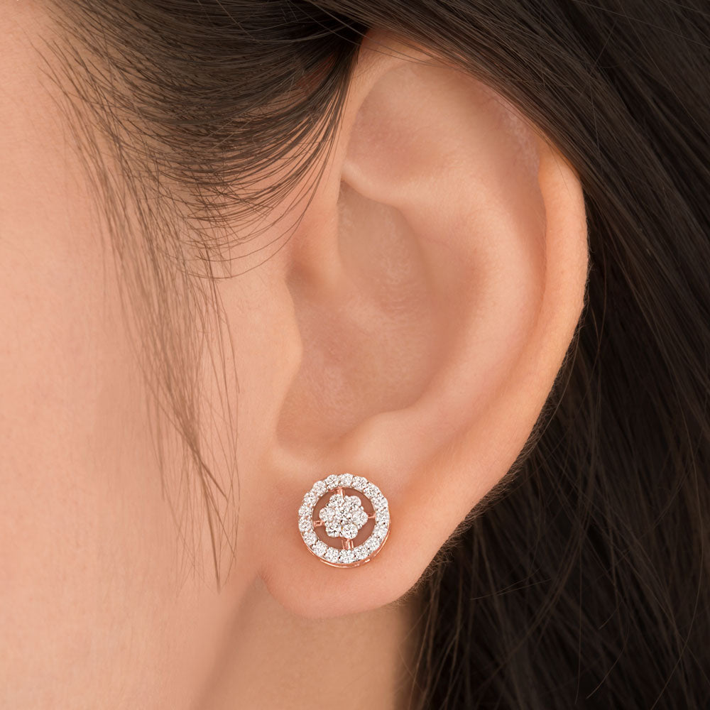 14K Rose Gold Diamond Earrings - 0.5ct VS-GH
