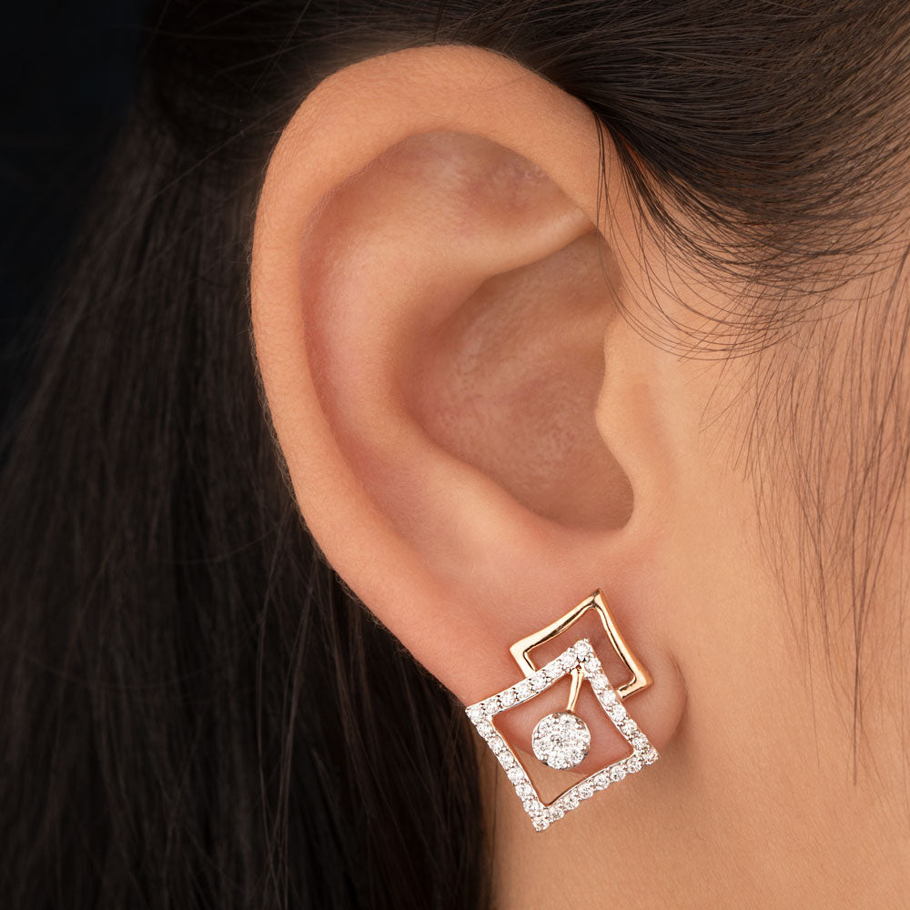 18K Rose Gold Diamond Earrings - 0.66ct VVS-VS-EF