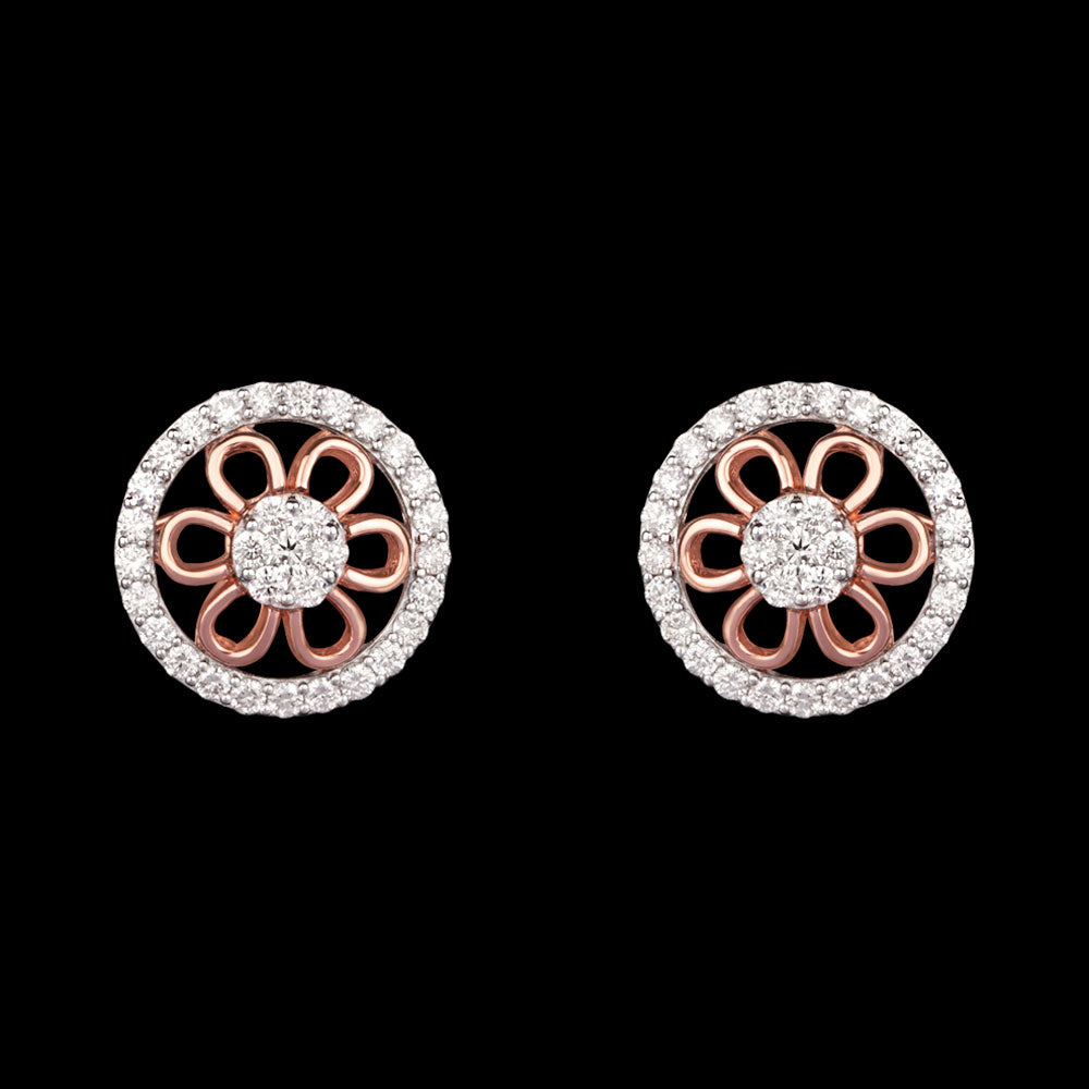 14K Two Tone Gold Diamond Earrings - 0.84ct SI-GH