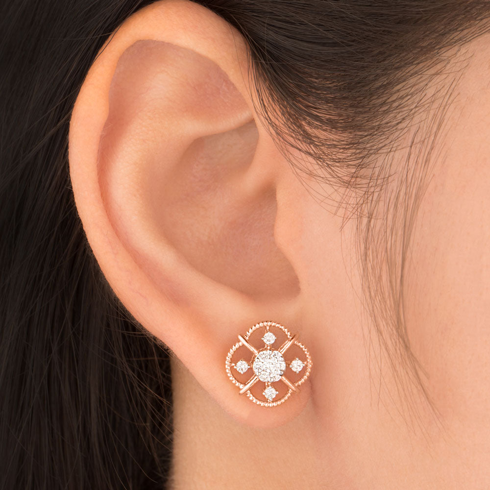 14K Rose Gold Diamond Earrings - 0.38ct SI-HI