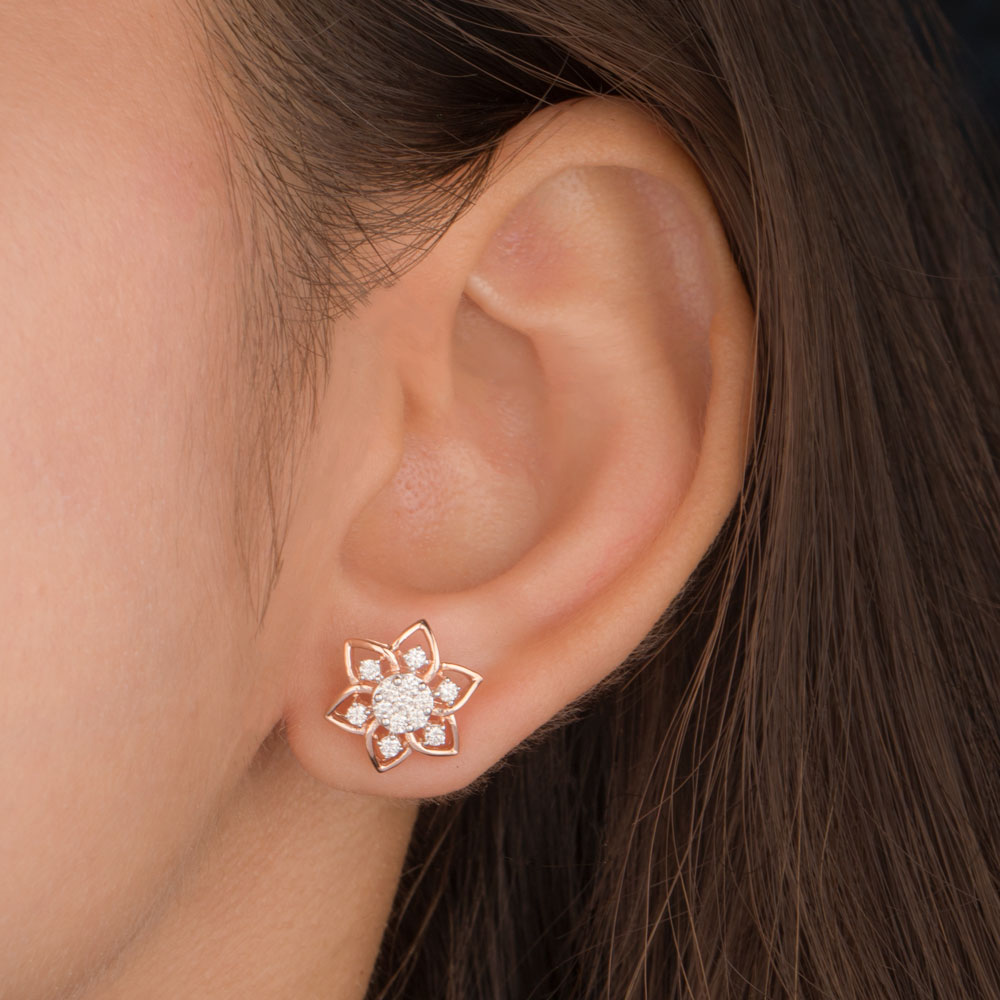 14K Rose Gold Diamond Earrings - 0.43ct VS-GH