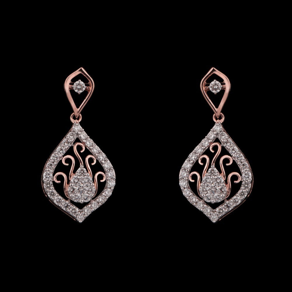 14K Rose Gold Diamond Earrings - 1.02ct VVS-VS-GH