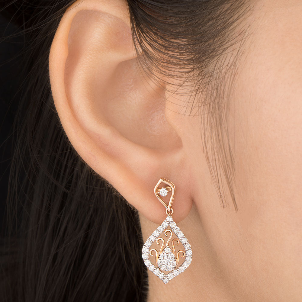 14K Rose Gold Diamond Earrings - 1.02ct VVS-VS-GH