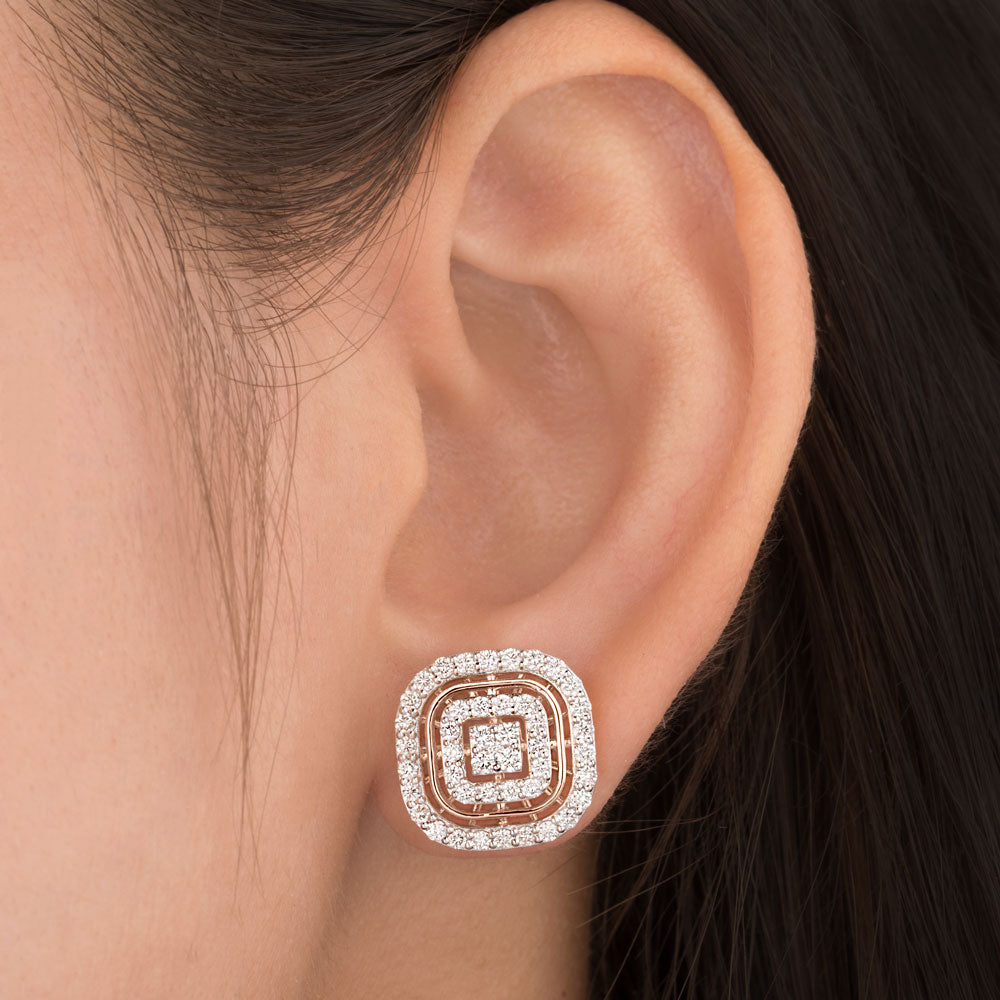 14K Rose Gold Diamond Earrings - 1.23ct VVS-VS-GH