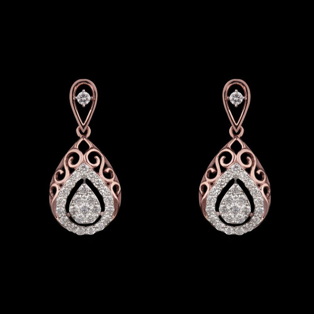 14K Rose Gold Diamond Earrings - 0.91ct VVS-VS-GH