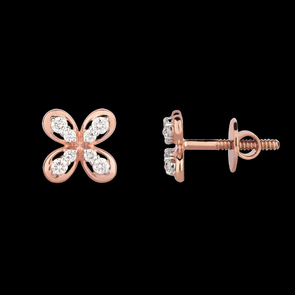 14K Rose Gold Diamond Earrings - 0.24ct SI-GH