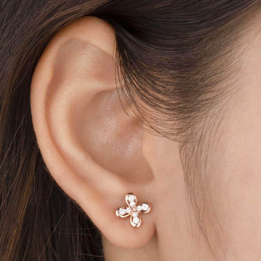 14K Rose Gold Diamond Earrings - 0.24ct SI-GH