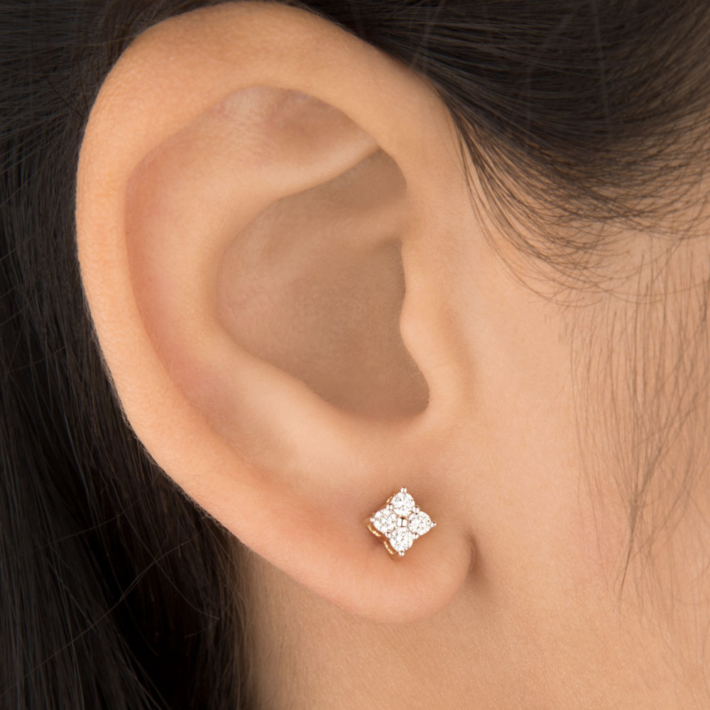 18K Rose Gold Diamond Earrings - 0.267ct VS-SI-GH