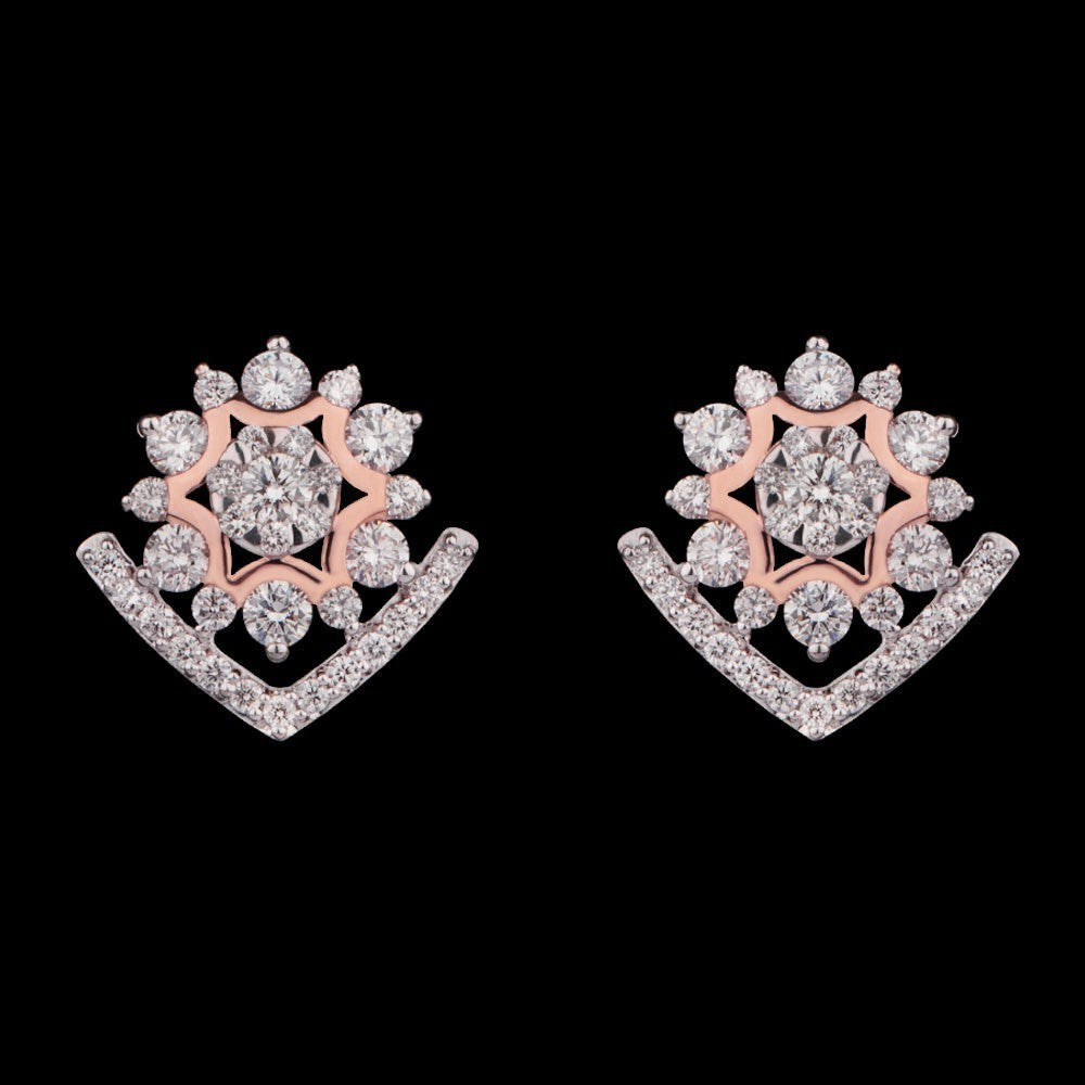 18K Rose Gold Diamond Earrings - 0.95ct VVS-VS-GH