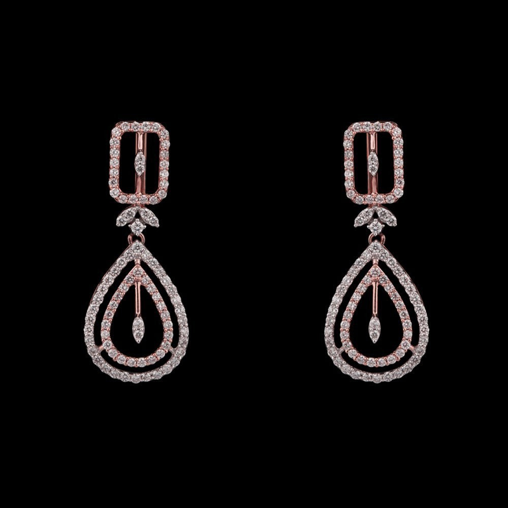 14K Rose Gold Diamond Earrings - 0.895ct VVS-VS-EF
