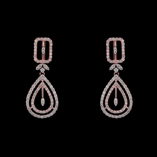 14K Rose Gold Diamond Earrings - 0.895ct VVS-VS-EF