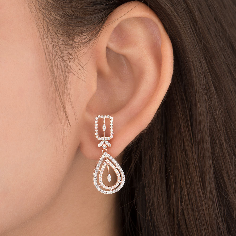 14K Rose Gold Diamond Earrings - 0.895ct VVS-VS-EF