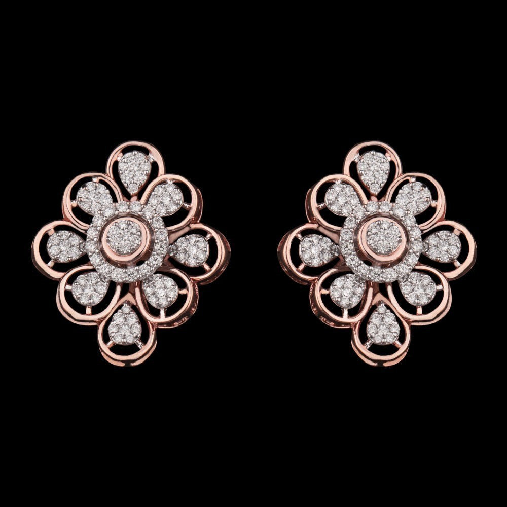14K Rose Gold Diamond Earrings - 0.9ct VVS-VS-GH