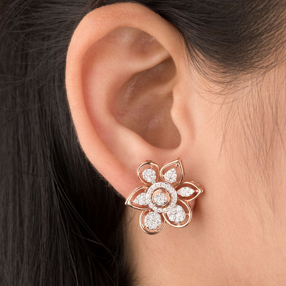 14K Rose Gold Diamond Earrings - 1.01ct VVS-VS-GH