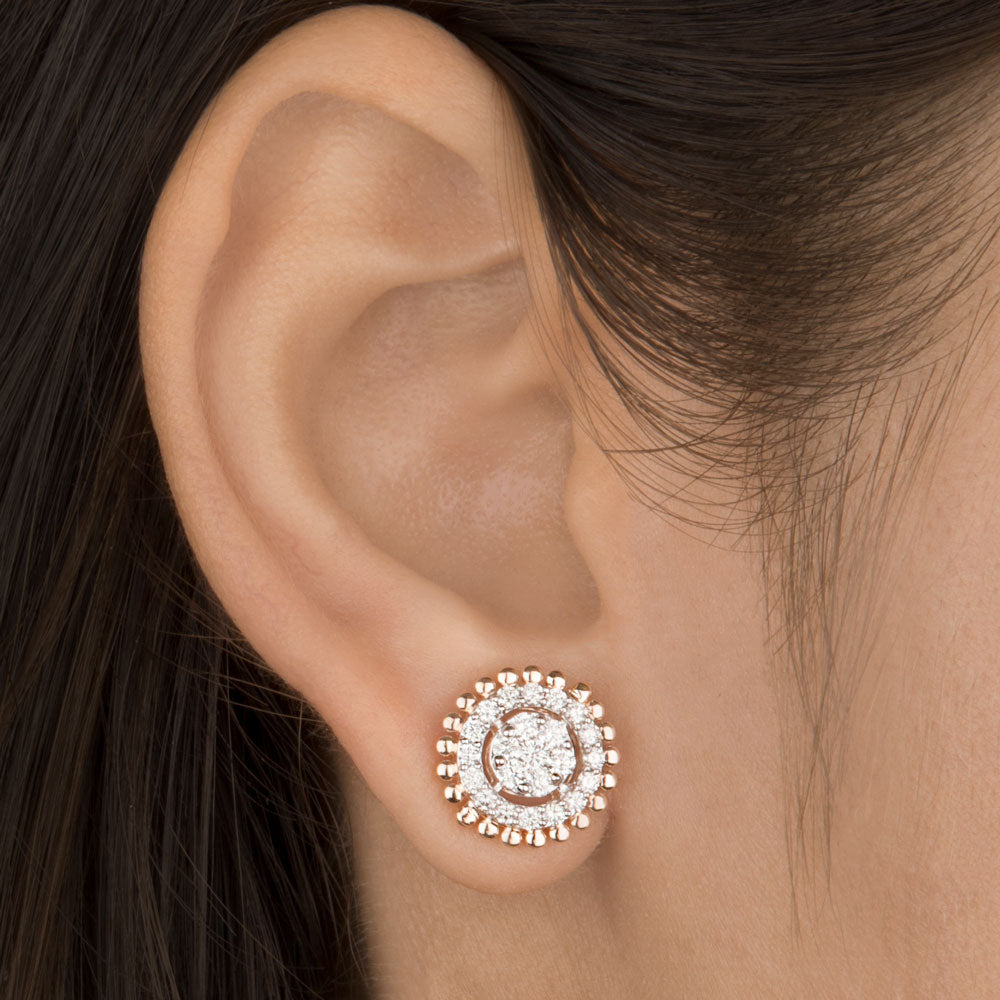 14K Rose Gold Diamond Earrings - 0.96ct VVS-VS-HIJ