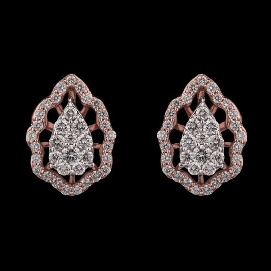 14K Rose Gold Diamond Earrings - 0.64ct VVS-VS-GH