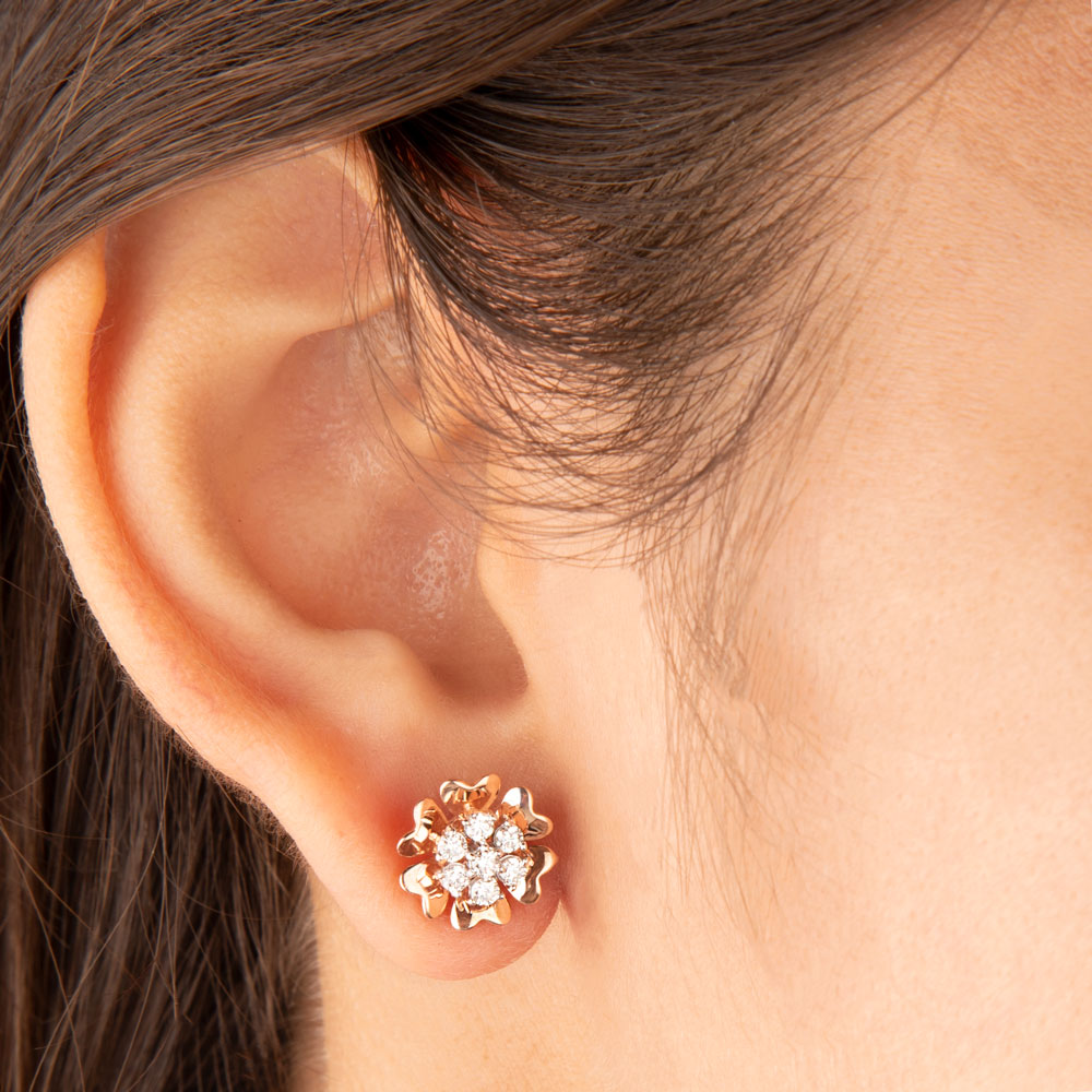 14K Rose Gold Diamond Earrings - 0.37ct VVS-VS-HI