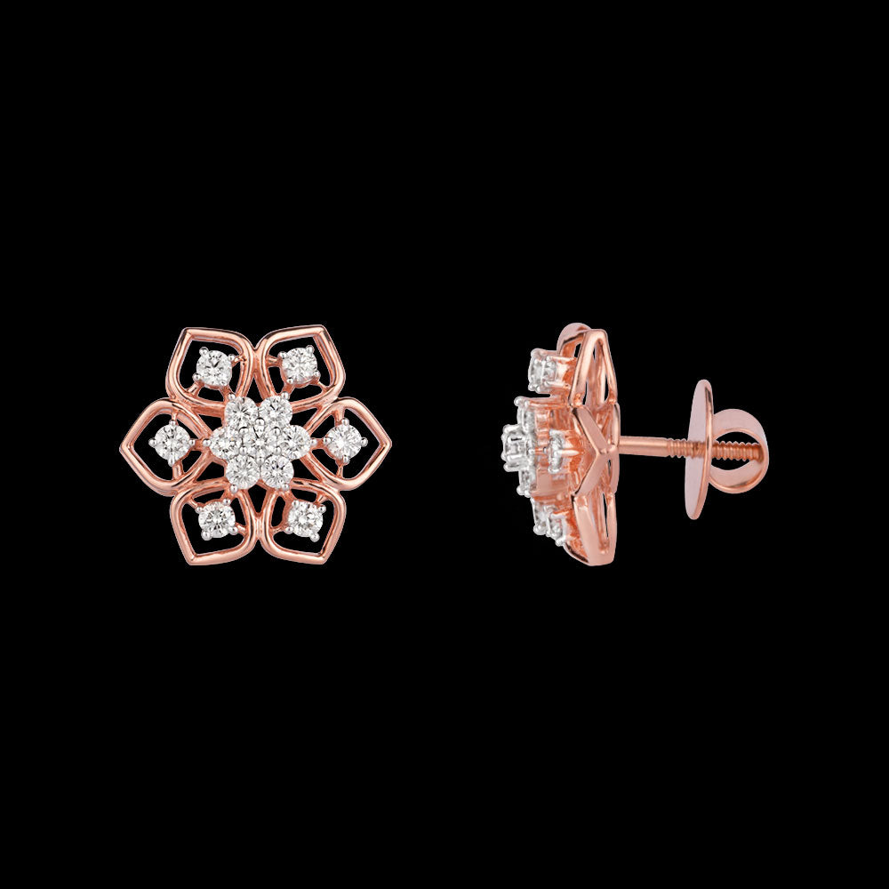 14K Rose Gold Diamond Earrings - 0.96ct VVS-VS-HI