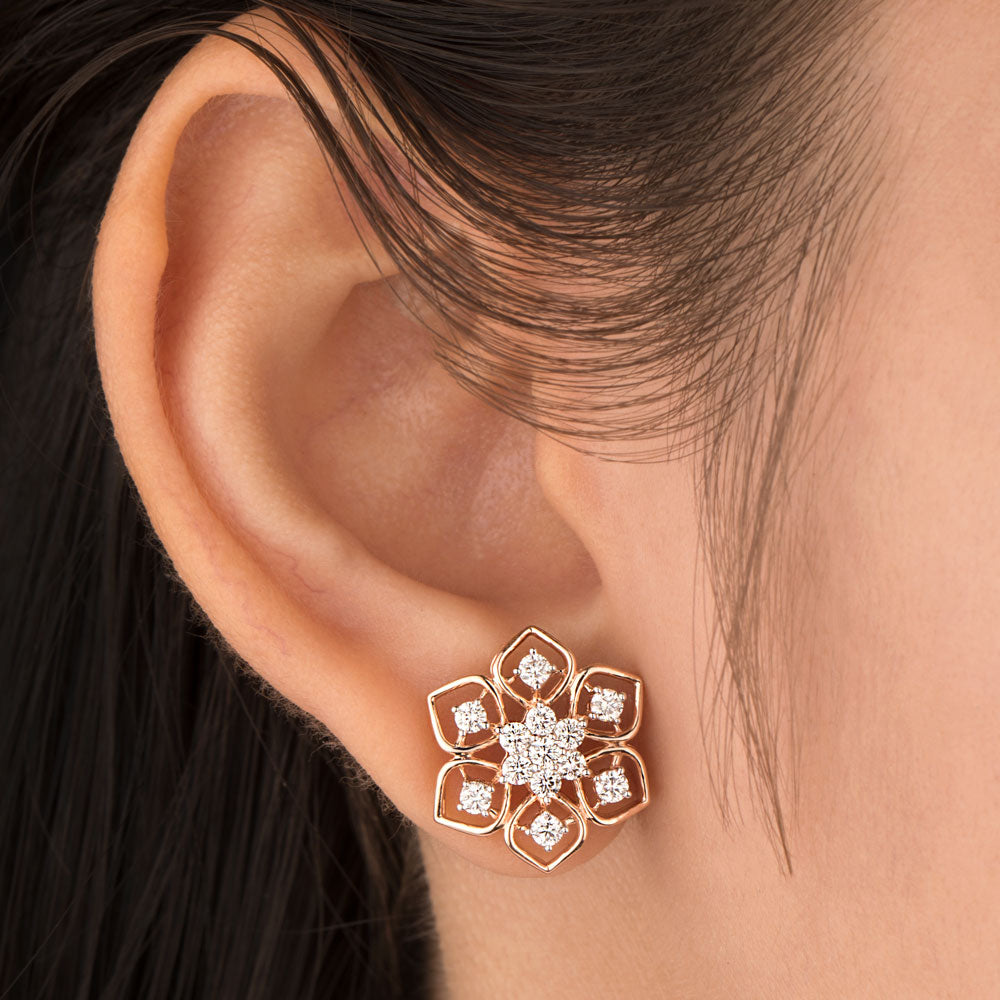 14K Rose Gold Diamond Earrings - 0.96ct VVS-VS-HI