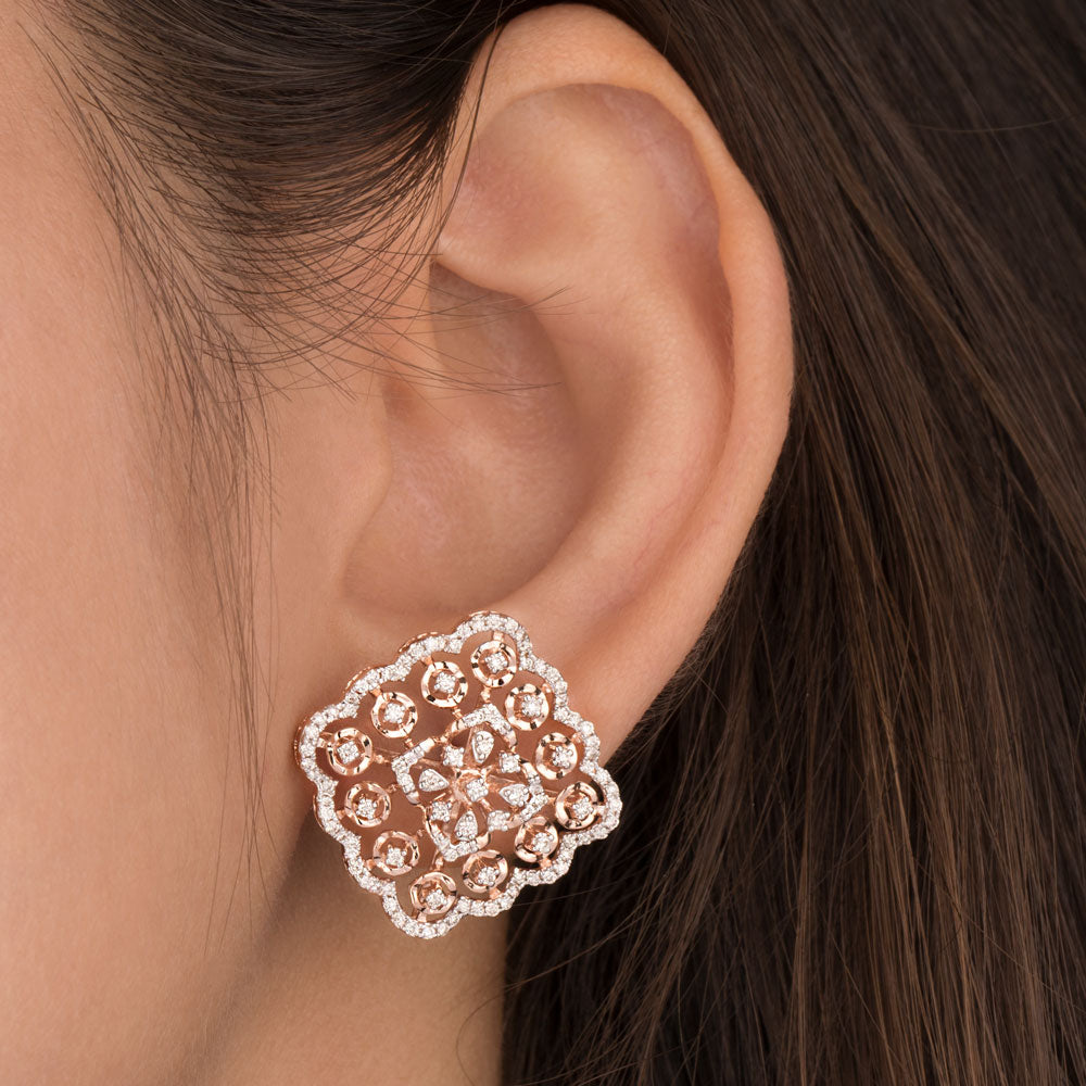 14K Rose Gold Diamond Earrings - 0.835ct VS-SI-IJ
