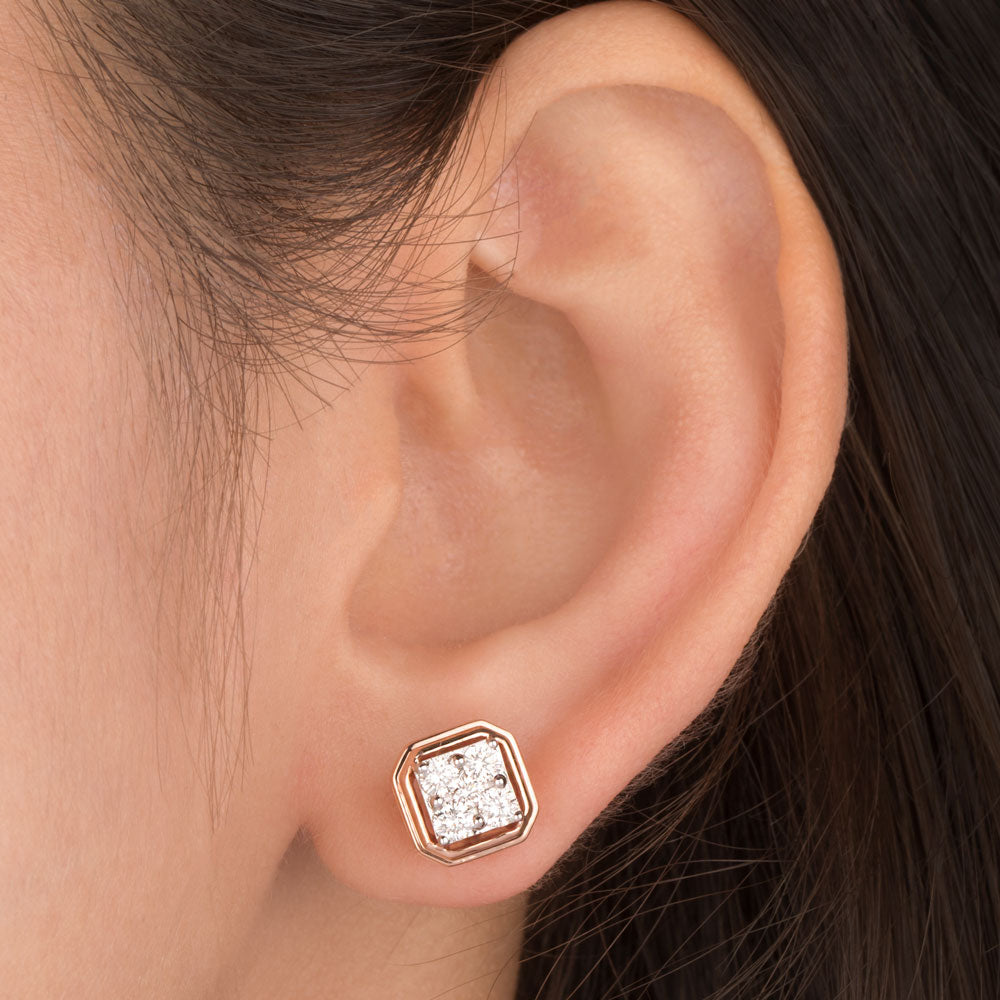 14K Rose Gold Diamond Earrings - 0.58ct VS-HI