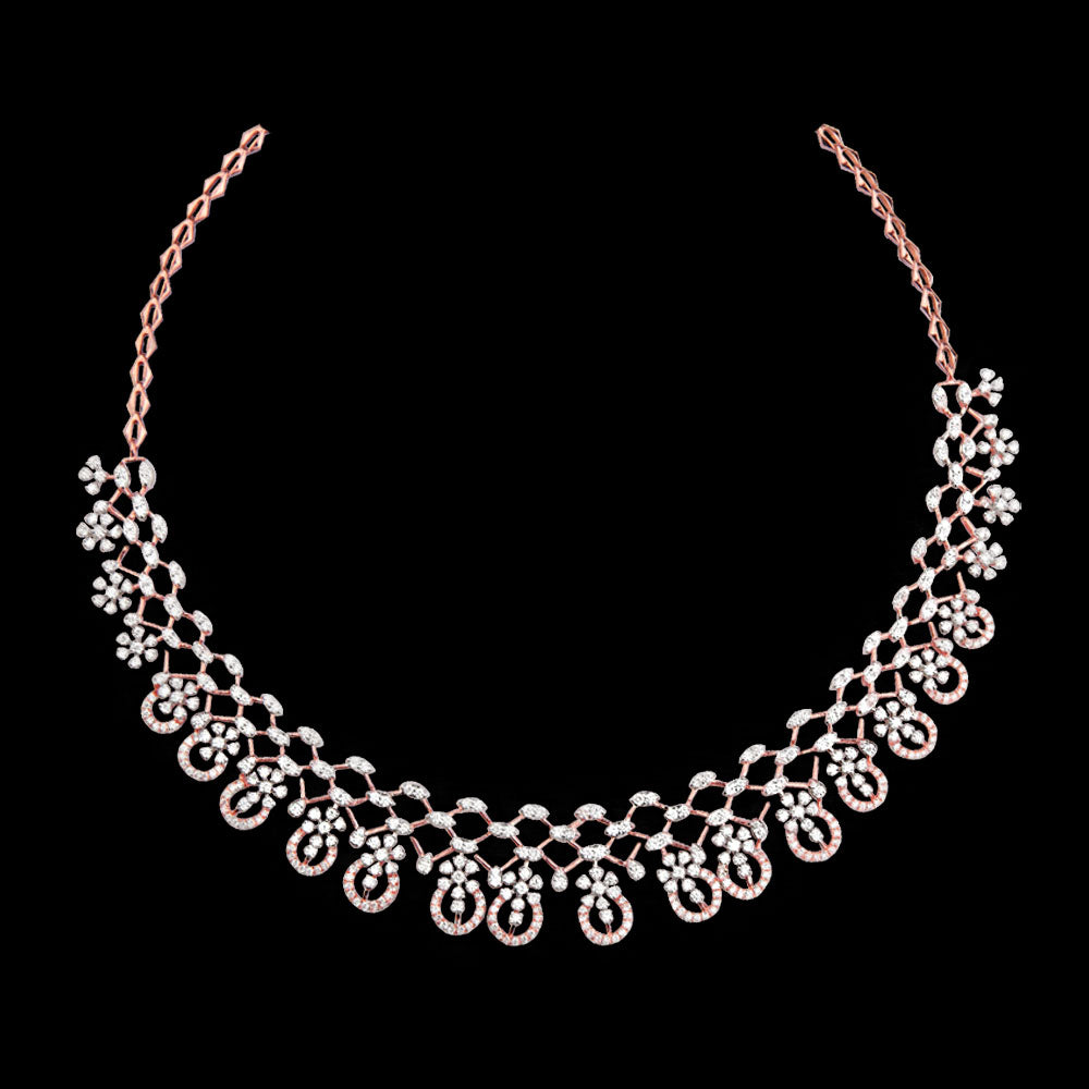 14K Rose Gold Diamond Necklace - 5.513ct VVS-VS-GH
