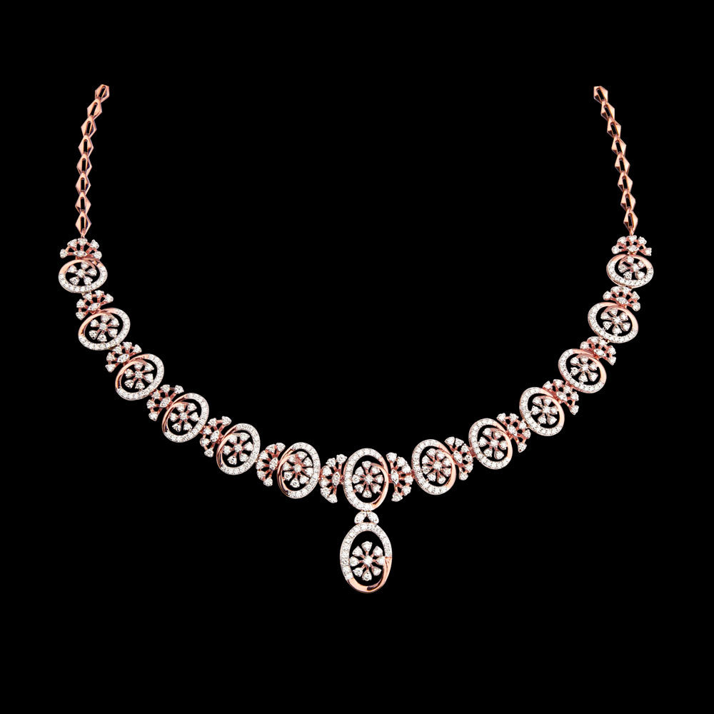 14K Rose Gold Diamond Necklace - 4.262ct VVS-VS-GH