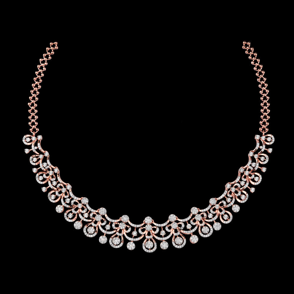 18K Rose Gold Diamond Necklace - 4.461ct VVS-VS-GH