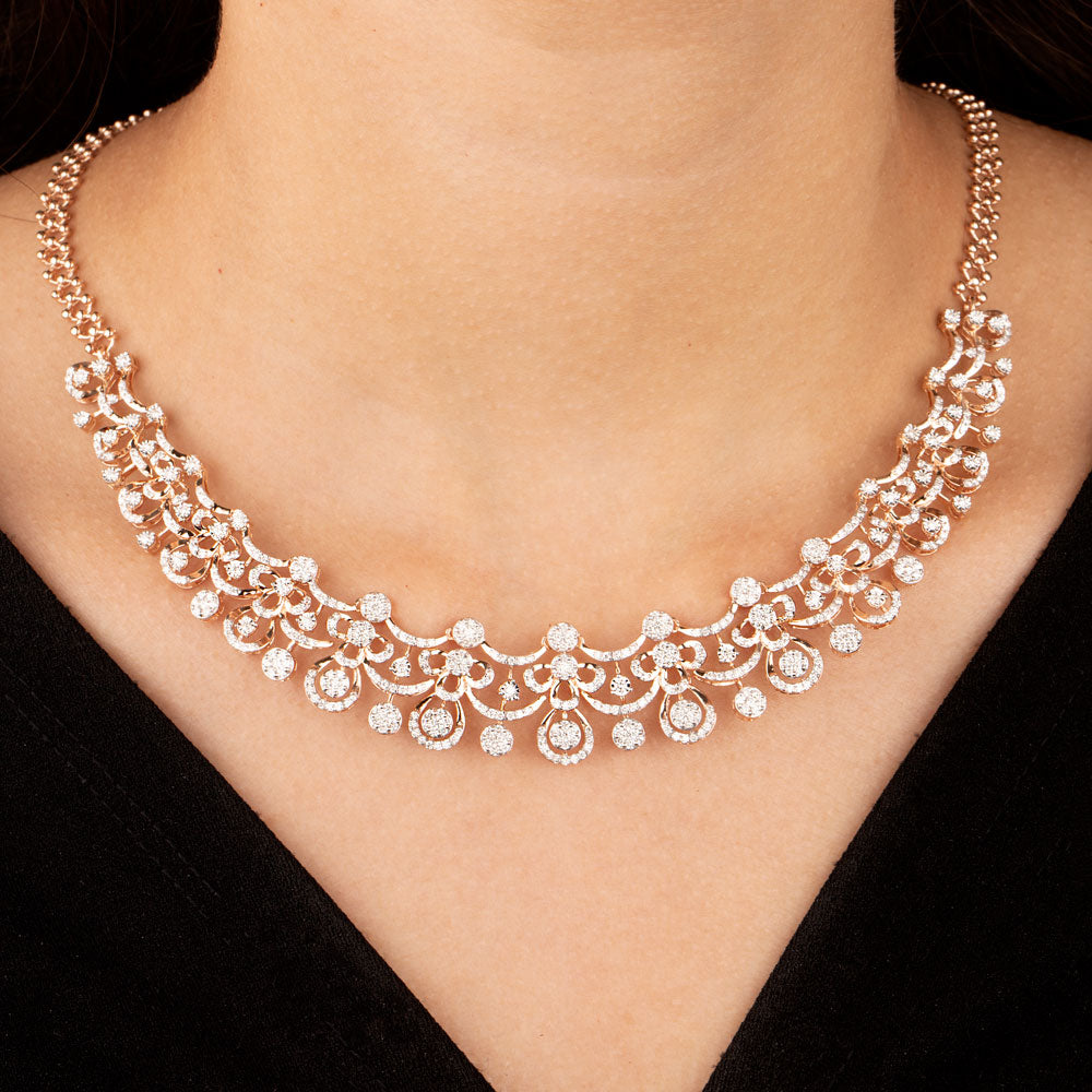 18K Rose Gold Diamond Necklace - 4.461ct VVS-VS-GH