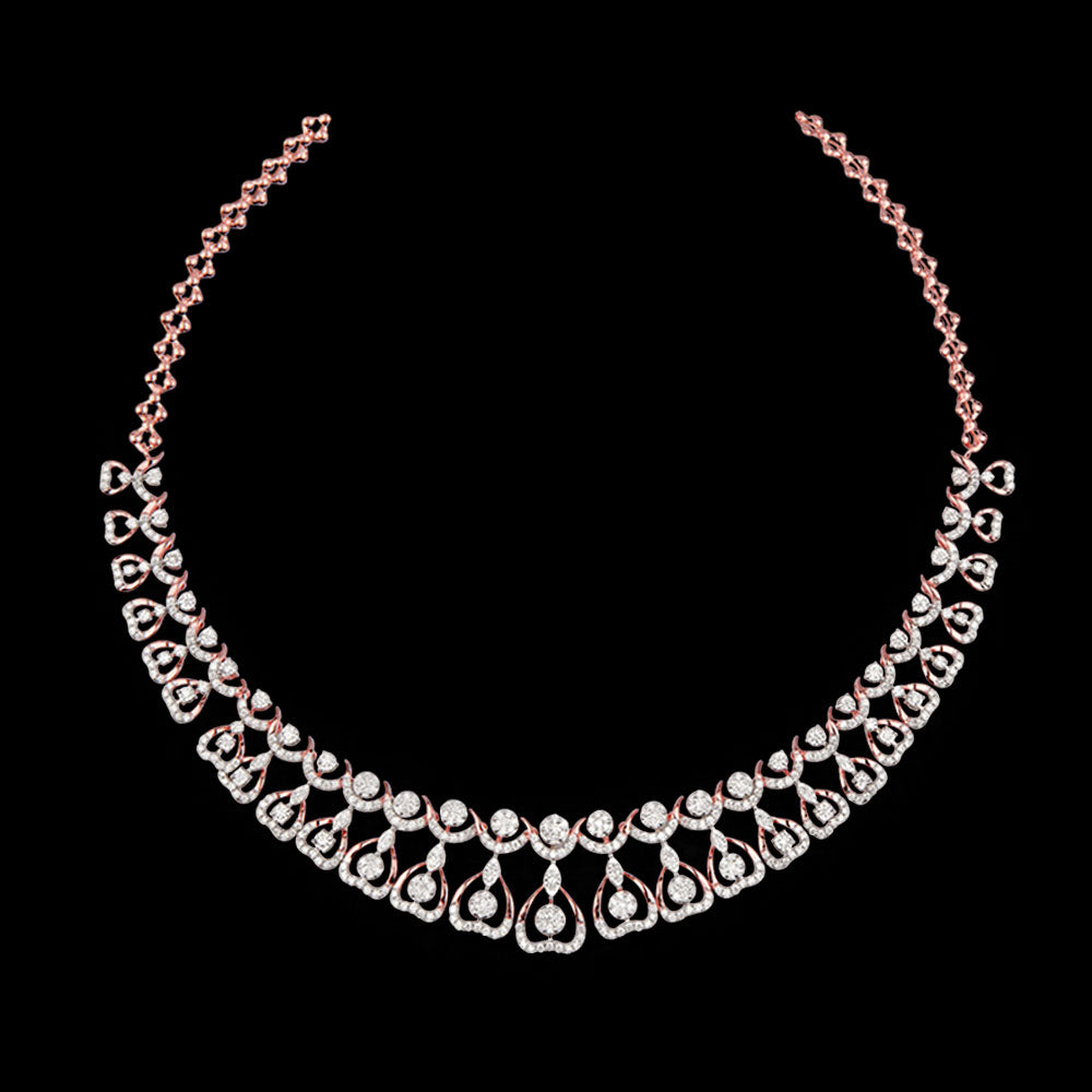 18K Rose Gold Diamond Necklace - 4.035ct VVS-VS-GH