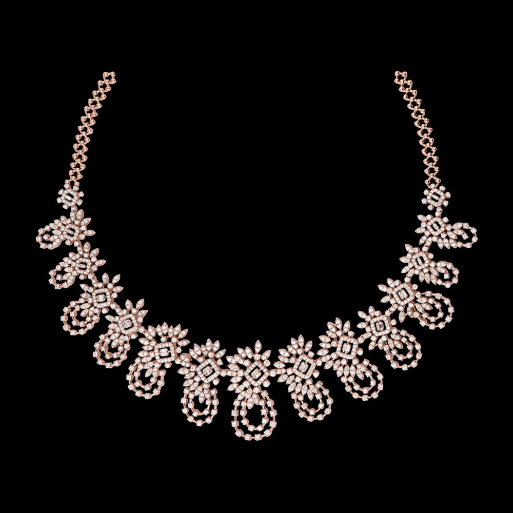 14K Rose Gold Diamond Necklace - 10.784ct VVS-VS-GH