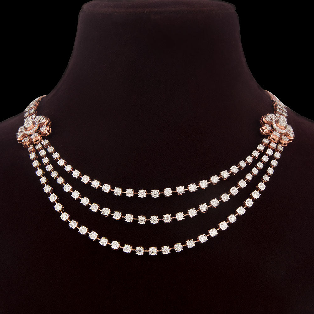 14K Rose Gold Diamond Necklace - 5.94ct VVS-VS-IJ